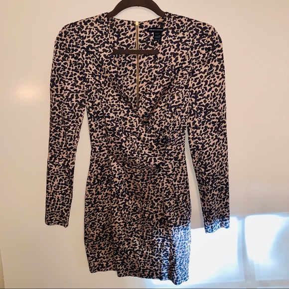 French Connection Leopard Faux Wrap Dress Size 0 - Picture 4 of 9